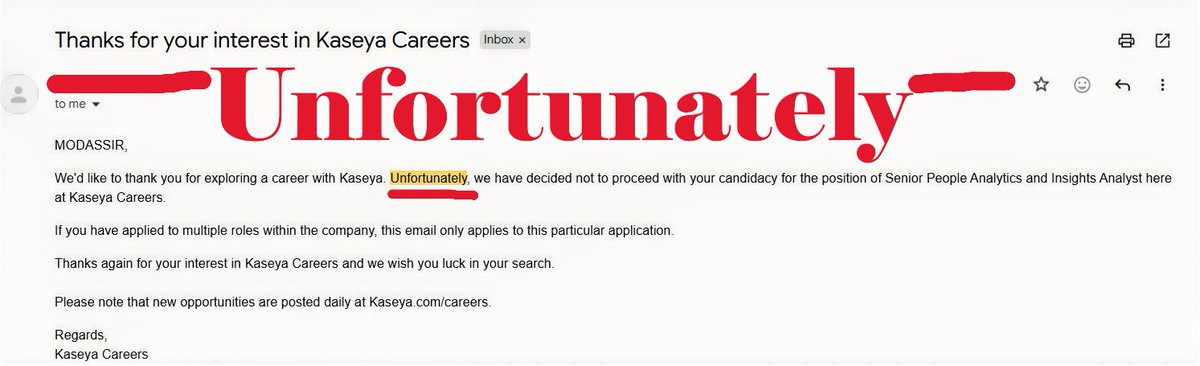 Alamenigma's tweet photo. 𝐔𝐧𝐟𝐨𝐫𝐭𝐮𝐧𝐚𝐭𝐞𝐥𝐲.

When I was in college, this was probably the most common word I saw in my inbox.

I spent hours searching for jobs, filling out the same application forms, uploading the same resume again and again, and then waiting.

Sometimes I got ghosted.

Sometimes I received an email.

And most of the time, it started with one word:

"Unfortunately"

That's when I realized the biggest problem wasn't rejection, it was the amount of time I was spending just applying.

Instead of preparing for interviews, learning new skills, or building projects, I was stuck repeating the same application process on every job portal.

That's one of the biggest reasons I built Fillix.

𝐅𝐢𝐥𝐥𝐢𝐱 automates the repetitive part of job hunting, helps tailor your resume with AI for every role, and lets you apply faster, so you can spend more time improving your skills and preparing for the interviews that truly matter.

🚀 𝐖𝐞𝐛𝐬𝐢𝐭𝐞: https://t.co/D7CHW5X9IL

💬 Join our 𝐂𝐚𝐫𝐞𝐞𝐫 𝐂𝐨𝐦𝐦𝐮𝐧𝐢𝐭𝐲: https://t.co/GtolcjVRLh
We regularly share the latest jobs, internships, placement preparation resources, interview tips, and AI career guidance to help you stay ahead.

How many times has your inbox started with "Unfortunately"?

#Fillix #JobSearch #CareerGrowth #Freshers #Students #Internships #PlacementSeason #AIJobs #ResumeTips #InterviewPreparation #LinkedInJobs #GreaterNoida #Noida #DelhiNCR #Bangalore #GalgotiasUniversity #BennettUniversity #ShardaUniversity #GLBajaj #NIET #ABESEngineeringCollege #AKGEC #KIET #SRMDelhiNCR #ChristUniversity #RVCE #PESUniversity #MSRIT #BMSCE #DayanandaSagarCollege