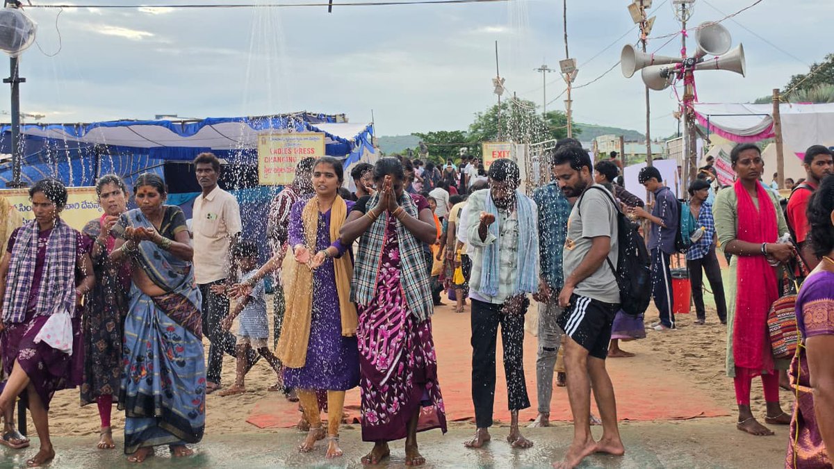 GVMC_VISAKHA's tweet photo. Refreshing Bathing Showers Bring Relief to Devotees During Simhachalam Giri Pradakshina

As part of the special arrangements by GVMC, dedicated bathing showers have been installed along the Giri Pradakshina route, providing much-needed relief and comfort to lakhs of devotees undertaking the sacred walk.

Devotees appreciated the innovative initiative and the overall civic arrangements, including drinking water facilities, sanitation services, and hygienic toilets, making this year's Giri Pradakshina more convenient and comfortable than ever.

#GVMC #Simhachalam #GiriPradakshina2026 #DevoteeFirst #PublicService #Visakhapatnam

@AndhraPradeshCM
@Ketangargmickey
@SwachhaBharatGov
@SwachhaAndhra
@SwachhaSurvekshan
@Swachhbharat
@MoHUA_India
@AmritMahotsav
@CDMA_Municipal
@pibvijayawada