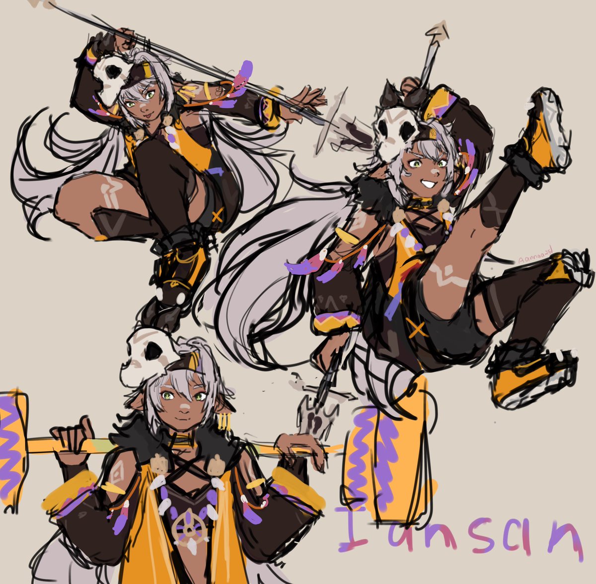 Aannaa25I's tweet photo. Hi!! 
It's been a while, hasn't it? I don't really know what I'd like to draw and post right now, but for now I have a sketch with #iansan #genshinimpact hah.. 🤷‍♀️ https://t.co/AkFuOJ14kt