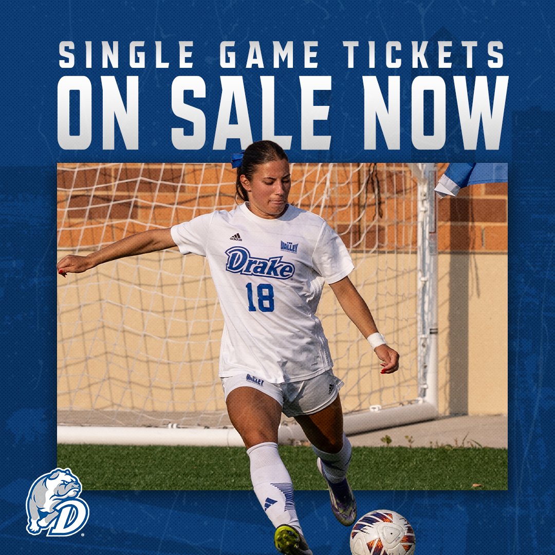 DrakeWSoccer's tweet photo. 🏆We are 23 days from the home opener and the road to another MVC title starts NOW!

👀Single game tickets are on sale and you won’t want to miss any of the action at Mediacom Stadium this season.

🎫: https://t.co/Mhy7PNtgWN

#DSMHometownTeam https://t.co/9YCoASapU9