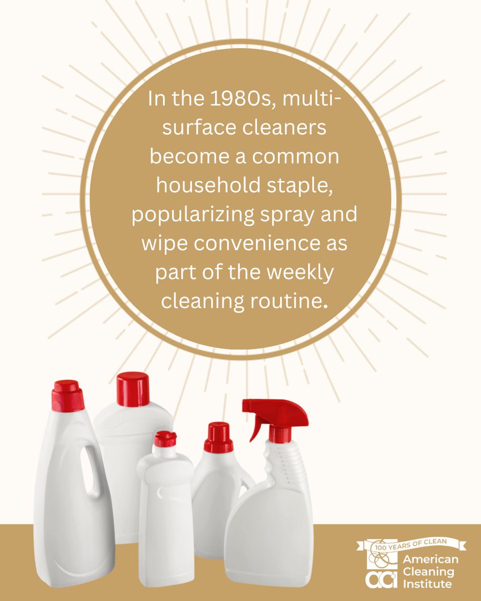 CleanInstitute's tweet photo. #DYK that by the 1980s, multi-surface cleaners had become a common household staple, helping popularize the spray and wipe convenience many consumer still rely on today? Explore #100YearsOfClean: 

https://t.co/0px6XrnQhU https://t.co/duRPcz15t9