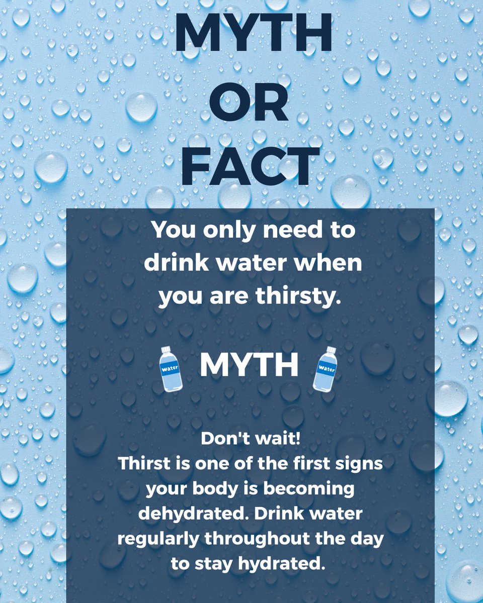 HIPhealthy's tweet photo. Stay hydrated, even if you don't feel thirsty. Keep drinking water throughout the day! #behip #hiptips https://t.co/vPTdnfY8YZ