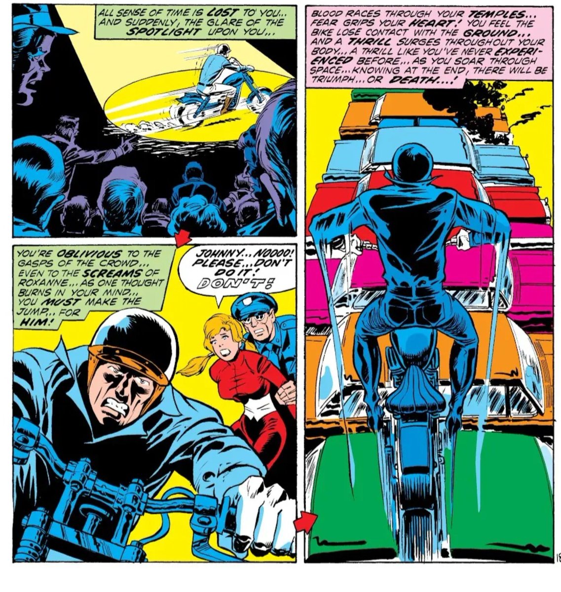 KombatKnight's tweet photo. Blaze is stuck in a cycle where he fulfilled his existence with the thrill of biking because it's something that reaffirms his own mortality. Yet he forgets that he can't satisfyingly cheat death forever because it comes to us all. 

It's like Ghost Rider is a living purgatory https://t.co/YKjk1NocS4