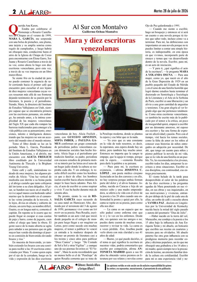 AlfaroNoticiasD's tweet photo. #Columnas Guillermo Ochoa-Montalvo @guiyermodivan: Mara y diez escritoras venezolanas.
https://t.co/6TNUSivUkW https://t.co/jxvn4bVNJV
