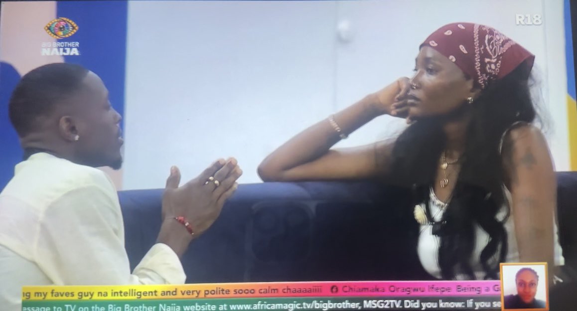 ChimmieeHQ's tweet photo. araga doesn’t like when housemates ship him with goddessa. 👀

“i dont want that, i like you, you are a fun person, but the fact that they consistently wanna talk and join join, its getting too much”
#BBNaija https://t.co/nsDhBtmjs7