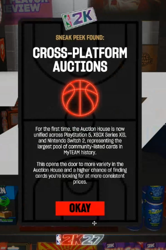 Curr's tweet photo. Sneak Peak #7:

UNIFIED Auction House confirmed in 2k27 MyTeam across PS5, Xbox and Switch https://t.co/ufPXkDKyiE