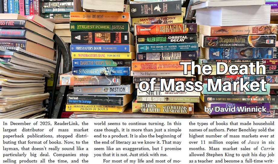 TPMAMagazine's tweet photo. In David Winnick’s “The Death of Mass Market,” he explores the  implications of the main distributor of mass market books ceasing distribution of this affordable format. It’s a staggering piece about what we’ve lost in this new reality.

In issue 31: https://t.co/xFV3r6m6i4 https://t.co/Zdb5B70Zhk
