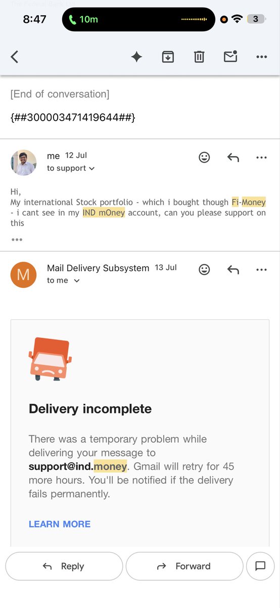 inikunjp's tweet photo. @FederalBankLtd These are reply I have got and email id shared also wrong @FederalBankLtd can you just help me to trace the investment details and send me email. That works. https://t.co/lz4BK2PKeG