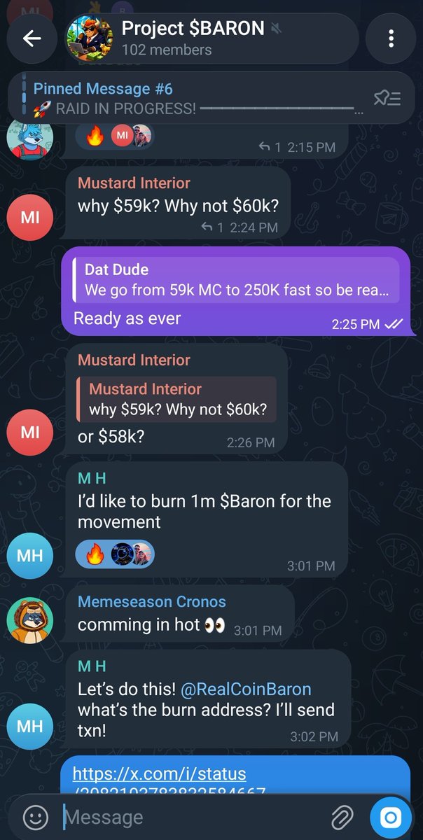 Vikymoreonx's tweet photo. "I'd like to burn 1M $Baron for the movement."

Read that again.

A CroFam(MI) voluntarily burning their own tokens? A few months ago, that would've sounded impossible.

Why?

Because CroFam have  endured dumps, hacks, scams, and broken promises. After enough pain, we  stop believing, stop hodling, and chase the next shiny thing.

$Baron is here to break that cycle.

By building an ecosystem where conviction and participation are rewarded, Diamond Hands matter, and the community comes first.

STRAP IN.

The movement of 🐂🅸🅴🆅🅴🆁🆂 is upon us.

Join our TG: https://t.co/bgf7K8apJp

Proof of the burn is in the comments below.