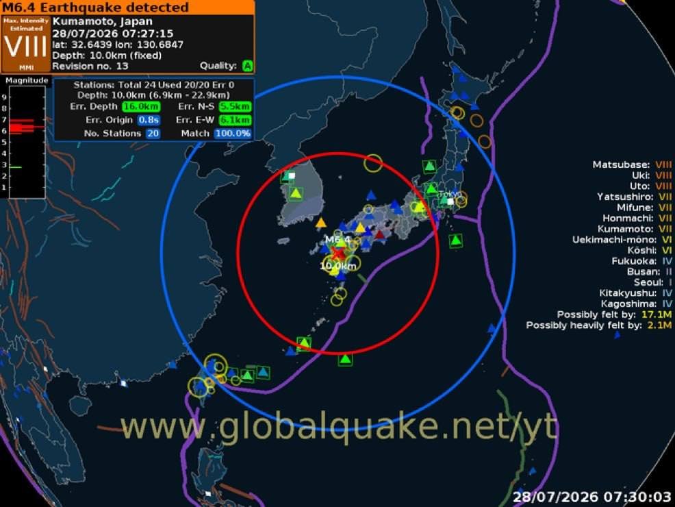 FaithReporters's tweet photo. A 7.1 magnitude earthquake was felt in southern Japan, and a tsunami warning has been issued. https://t.co/GBC7ZZhv00
