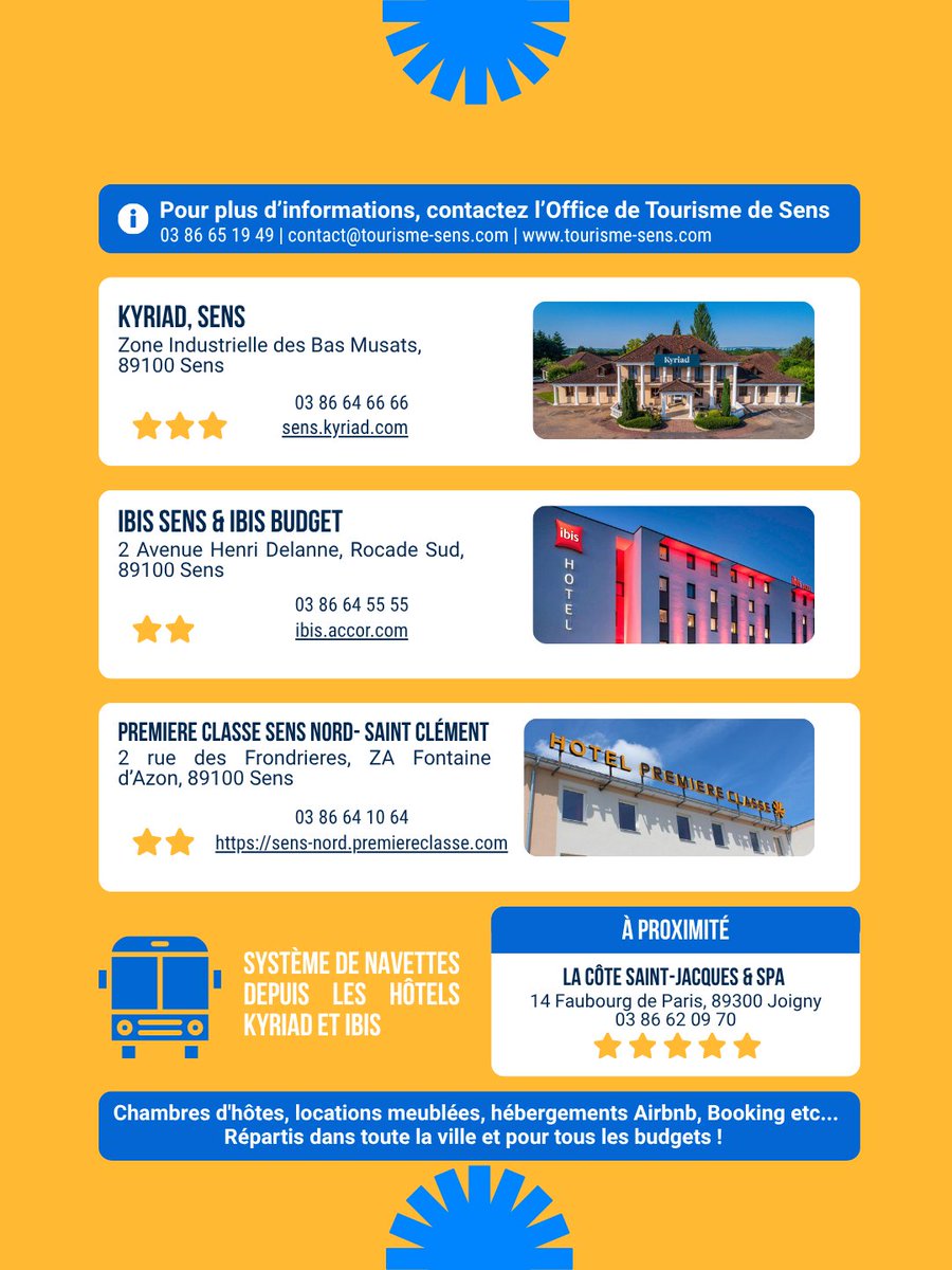 LabRepublique's tweet photo. 🏨 Vous participez à la 3ème Université d'été du Laboratoire de la République ? Préparez dès maintenant votre séjour à Sens.

Pour faciliter votre venue, nous avons sélectionné plusieurs solutions d'hébergement à proximité de l'événement.

🚌 Des navettes seront mises en place depuis les hôtels partenaires afin de simplifier vos déplacements tout au long de l'Université d'été.

Vous trouverez de nombreuses chambres d'hôtes, locations meublées et hébergements Airbnb répartis dans toute la ville de Sens et ses environs, pour répondre à tous les besoins et à tous les budgets.

Notre équipe est disponible pour répondre à toutes vos questions liées à votre participation :
📩 universitedete2026@lelaboratoiredelarepublique.fr

Pour toute question sur votre hébergement ou votre séjour, l’Office de Tourisme de Sens est également à votre disposition.

📅 Les 28 et 29 août 2026
📍 Sens

🎟️ Il est encore temps de réserver votre place :
 https://t.co/7cB0n9rcWB

#FaireSensEnsemble #LabDeLaRépublique #Sens2026

@jmblanquer @VilleSens