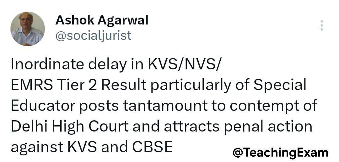 gyanalay's tweet photo. KVS/NVS/EMRS Tier-2 परिणाम में, विशेष रूप से Special Educator पदों के परिणाम में असाधारण देरी, दिल्ली हाई कोर्ट की अवमानना (Contempt of Court) के समान है और KVS तथा CBSE के विरुद्ध दंडात्मक कार्रवाई (Penal Action) को आकर्षित करती है। @KVS_HQ @cbseindia29 https://t.co/AaVAbIZP5q