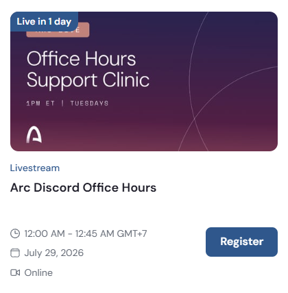 balee9x's tweet photo. Còn 1 tiếng rưỡi nữa là tới sự kiện này nhưng chưa vào được Discord Arc để hóng cùng ae nữa.

Giờ chỉ còn cách cống hiến trên House và X thôi, let's build on @arc nào ae. https://t.co/mzoeOPxt9F