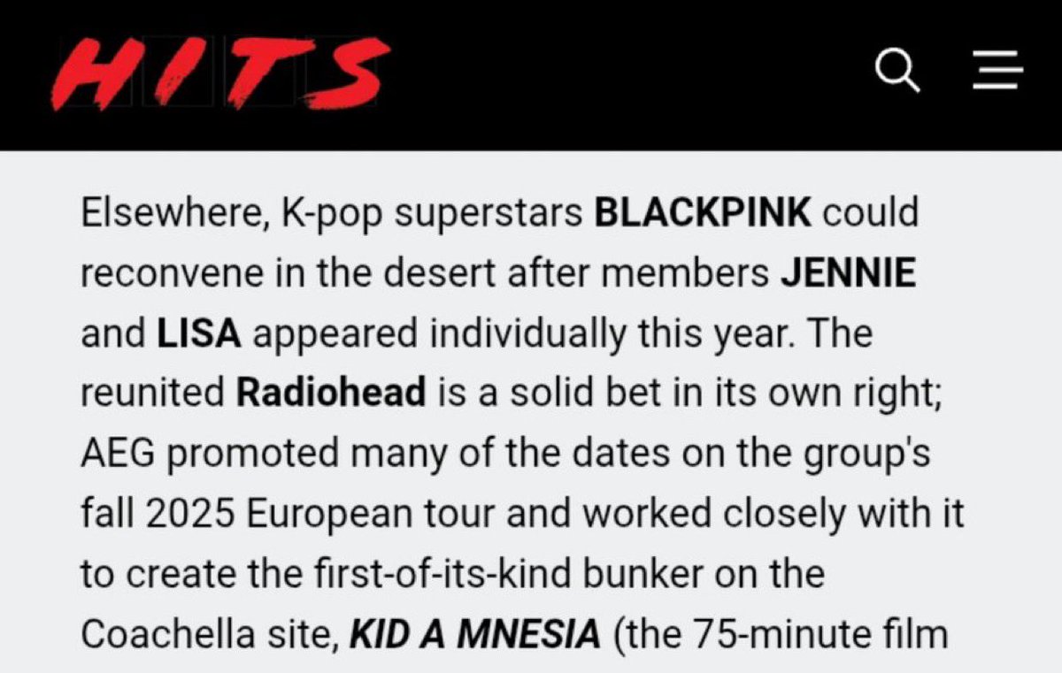 KpopInside4rdi's tweet photo. #BREAKING 🚨 HITS reveals that BLACKPINK got Coachella discussions due to YG connections because Blackpink is signed with AEG (parent company of Coachella) for tours! 🚨 https://t.co/MVM7i6NHvt