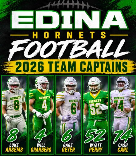 EHSHornetsFB's tweet photo. OUR 2026 TEAM CAPTAINS 😤 https://t.co/UcmSHjxeaM