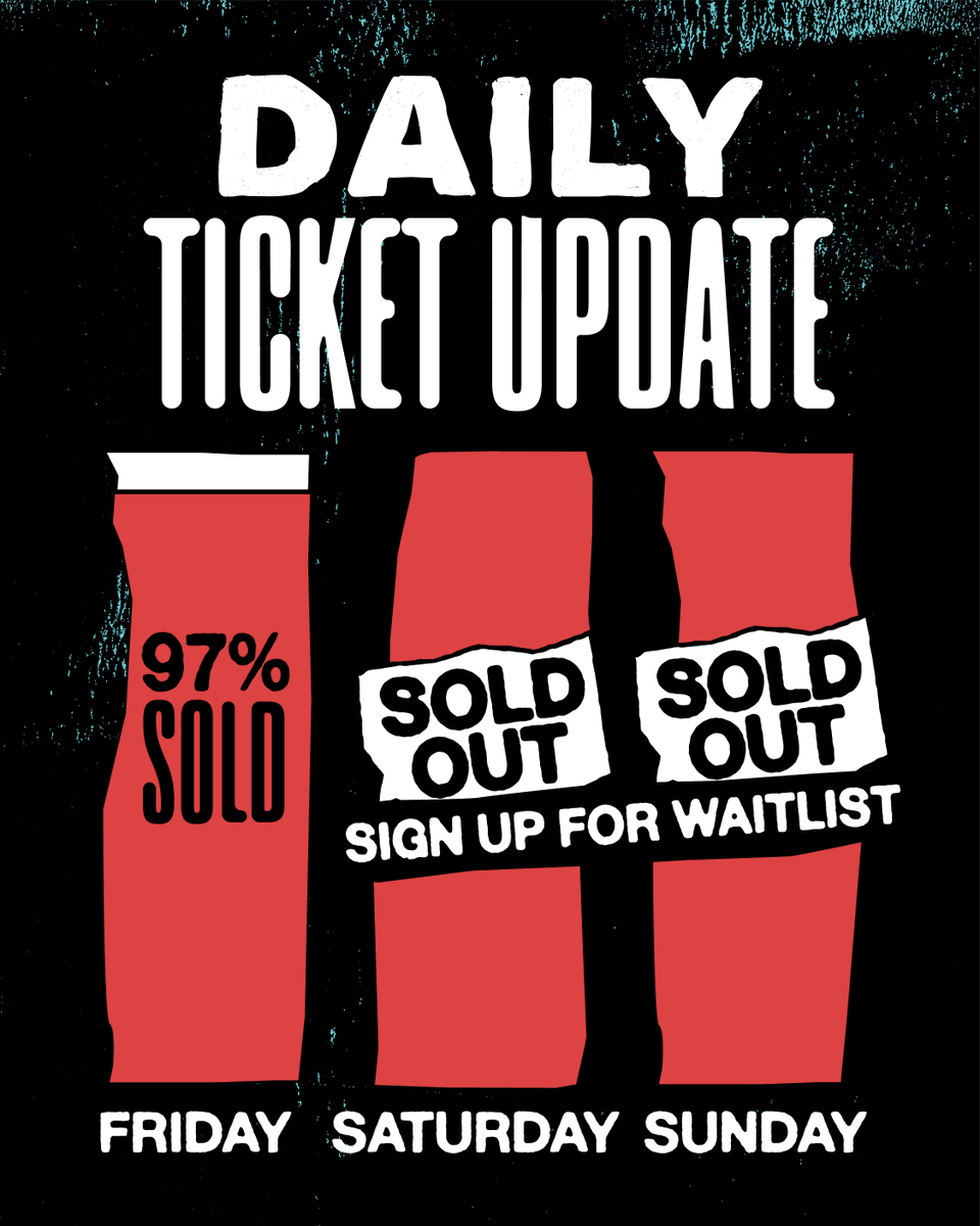 ShakyKneesFest's tweet photo. Saturday &amp; Sunday tickets are now SOLD OUT!

Friday is the only day left—and those tickets are going fast 🤯 https://t.co/bLrqHMjUEX https://t.co/7tmpTEhZvi