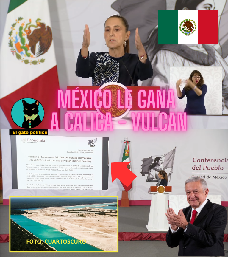 elgatopolitico_'s tweet photo. 🔴​🔴¡Victoria!🇲🇽​🥁​🥁​
La presidenta lee los informes oficiales donde se indica que México le gana la batalla legal a Vulcan.

La empresa gringa solo obtendrá el 1% de todo lo que pedían por cerrarles el negocio.
Gracias a nuestro gran presidente AMLO por iniciar esta lucha:

"No podemos dar más detalles por estos 30 días donde se solicita confidencialidad", dijo la presidenta.
#MañaneraDelPueblo 📛📛