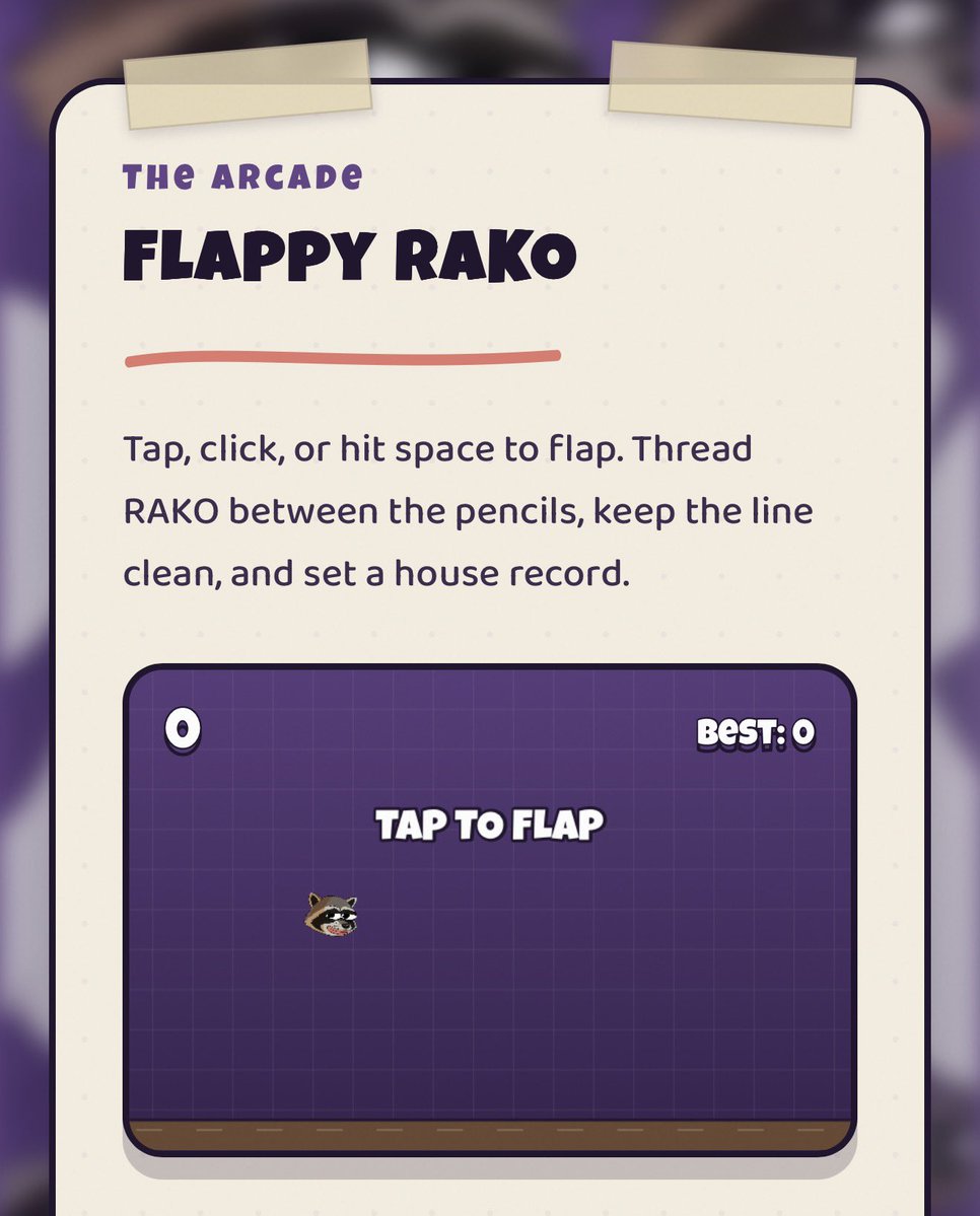 Rakosolofficial's tweet photo. Welcome to the arcade 

We have implemented our first $RAKO earning playable game “Flappy Rako”

At the reset period every week, the top 3 highest scores will be airdropped $RAKO coins

1st place: $200
2nd place: $100
3rd place: $50

To enter, add your X username and wallet address after the game and post your score picture + solana wallet with #rakogame into the X community 

Rewards and games will get better as time goes on

Play now on https://t.co/uViwalgFvd