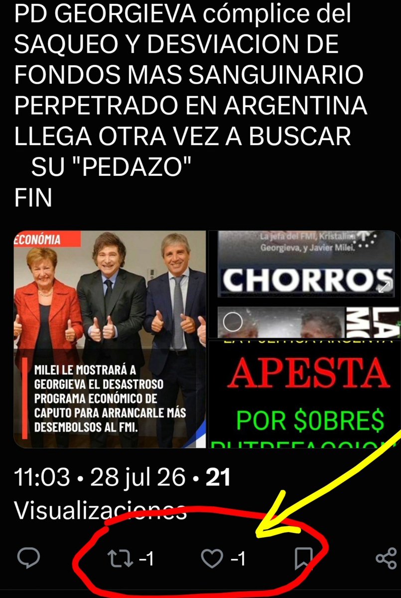 AnadelTasio7's tweet photo. LA BANDA d CHORROS COMANDADA X GEORGIEVA &amp; WALLSTREET
JP MORGAN  BLACK ROCK
ESTAN DESTRUYENDO ARGENTINA 

PD GEORGIEVA cómplice d SAQUEO Y DESVIACION d FONDOS MAS SANGUINARIO PERPETRADO EN ARGENTINA.

PD2
Acá se VE COMO ACTIVAN BLINDAJE A  LAS CRITICAS CONTRA GEORGIEVA
FIN https://t.co/f4fAprlZJj
