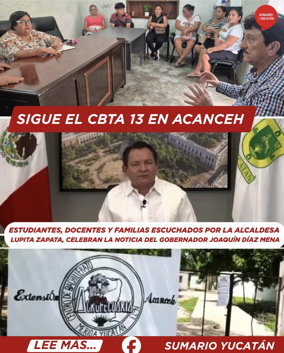 sumario_yucatan's tweet photo. SIEMPRE SÍ POR LA EDUCACIÓN: EL CBTA 13 SE QUEDA EN ACANCEH: https://t.co/qi5lJjStz9
#educacion
#MEDIOSUPERIOR
#Acanceh
#periodismohiperlocal https://t.co/lu3vygS6QE
