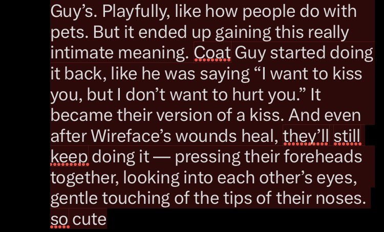 entropolin's tweet photo. #wirecoat
Ya think they did Eskimo kisses? Since yk 🤐 ouch
It didn’t even start as anything romantic, was more just a need for close, comforting contact with someone. They already hugged each other a lot, and at some point Wireface just started rubbing his nose against Coat- https://t.co/Shc0K3GGkf