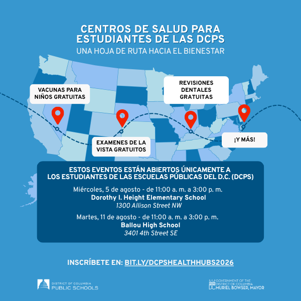 dcpublicschools's tweet photo. Still need to check immunizations off your to-do list before the new school year? We’re inviting families to visit an upcoming DCPS Health Hub where DCPS students can receive eye exams, dental check-ups, immunizations, resources, &amp; more.

Register today: https://t.co/tqfheoHHKF https://t.co/VlDJtwe9s5