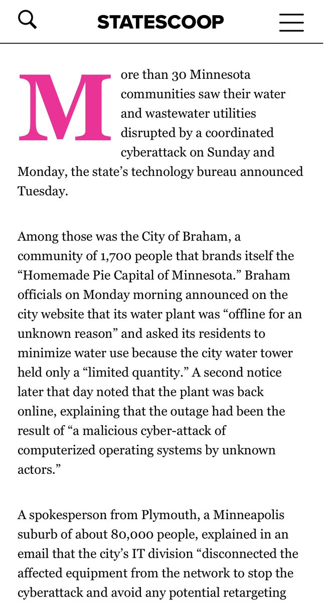 JoshuaSteinman's tweet photo. Hackers are coming for all we take for granted. Water purification. Power transmission. Sewer systems. Logistics infrastructure. Fuel refining. 

None of these networks are ready.

It’s why we started @GalvanickCo. Just in time. https://t.co/LPfgyxk97g