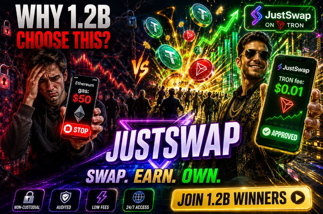 fuerx's tweet photo. $50 for 1 swap on ETH? π
JustSwap on TRON: $0.01, 3 sec, self-custody.
Your USDT earns 6-12% APY while sleeping.
1.2B locked. 0 hacks.
Stop funding CEX. Start owning.
π https://t.co/fQ5nUML0KT
#TRON #USDT #DeFi #CryptoRevolution #JustSwap https://t.co/oJ9r7nVTx0