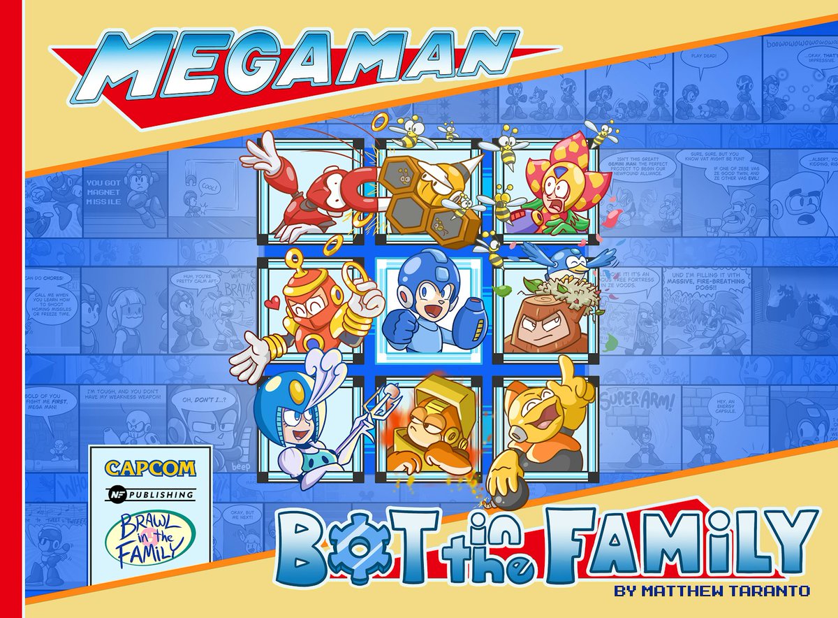 MatthewPTaranto's tweet photo. One week to go for Mega Man: Bot in the Family's Kickstarter!

The book cover is one of the first things I made to pitch the project to Capcom, containing a bunch of visual interplay and gags that'd make up the style of the comics.

We're also already a "Project We Love" by KS! https://t.co/CqH7Qtmz3K