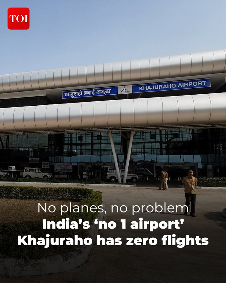 ashoswai's tweet photo. Khajuraho airport has no commercial plane in operation but it is No1 in Customer Satisfaction Index in India. No one believes Modi regime's data and no one should. The fraud has made the country a joke. https://t.co/onBYZURZyI