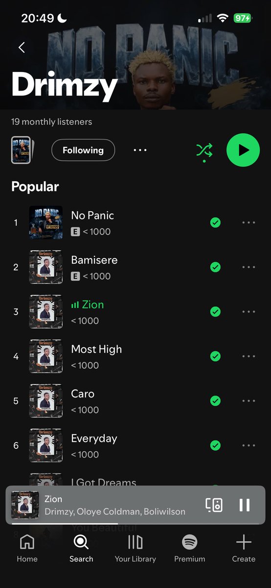 IceBlockInc's tweet photo. No Panic by @drimzy_banks is #1 on his profile! Bamisere featuring @marnyinarmani is #2! Keep streaming!🔥

https://t.co/FabdcvERTb

#music #newmusic #spotify https://t.co/90G1vii38I