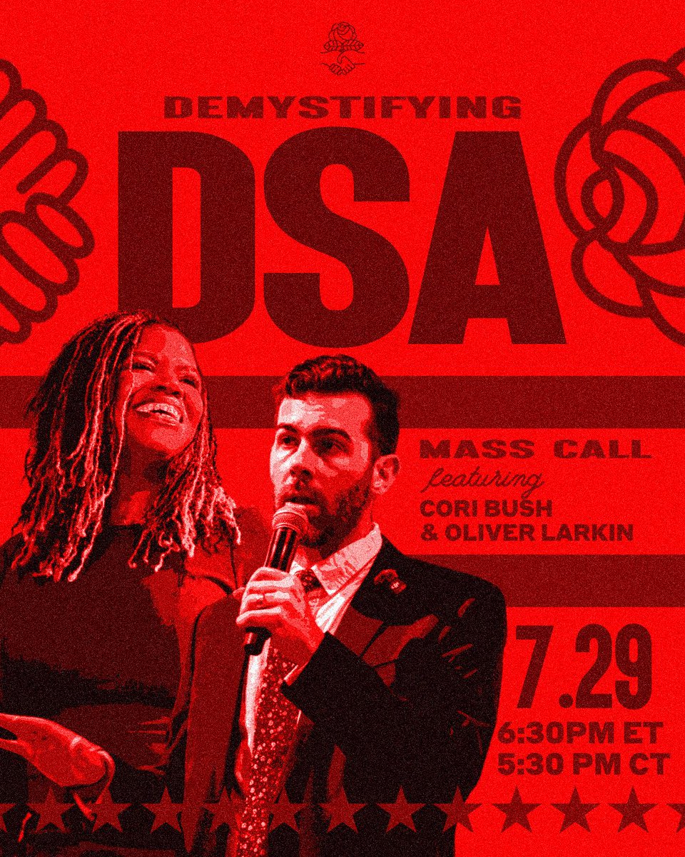 DemSocialists's tweet photo. Trump and Fox News want to convince voters that socialist policies are the stuff of nightmares. But we know that socialism is practical and popular!

Hear from @CoriBush and @OliverALarkin tomorrow @ 6:30 PM ET as we demystify DSA and fight back against the scare tactics! RSVP: https://t.co/0gfIZAp9MZ