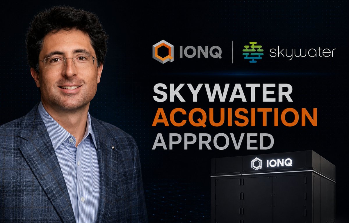 QuantumBullHQ's tweet photo. $IONQ just received final regulatory approval for its $1.8B acquisition of $SKYT. This could be @IonQ_Inc's  springboard moment for two reasons:

1. Faster scaling: Owning a trusted U.S. foundry could shorten IonQ’s fabrication cycle from 9 months to 2, accelerating design iterations, yields and its roadmap toward 200,000 physical qubits in 2028.

2. A strategic moat: SkyWater adds domestic fabrication, advanced packaging and defense accreditation. Combined with IonQ’s computing, networking, sensing and security assets, it creates an end-to-end quantum platform that could be difficult for competitors to replicate.

The opportunity is enormous, but approval only removes deal risk. The real proof will be faster development cycles, retained foundry customers, improving yields and delivery against IonQ’s 2028–2030 roadmap. 

https://t.co/gQxSnJleLA