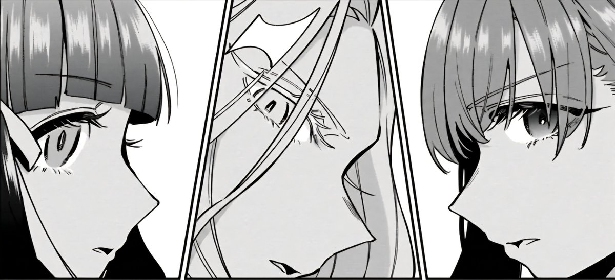 YakuYakuzen0's tweet photo. I've removed the text from this panel leaving just Rin dear, Mimimi dear, and Hakari dear, This is Chapter 121, Page 10, Panel 2, Yes yes https://t.co/4tmJmeATLT