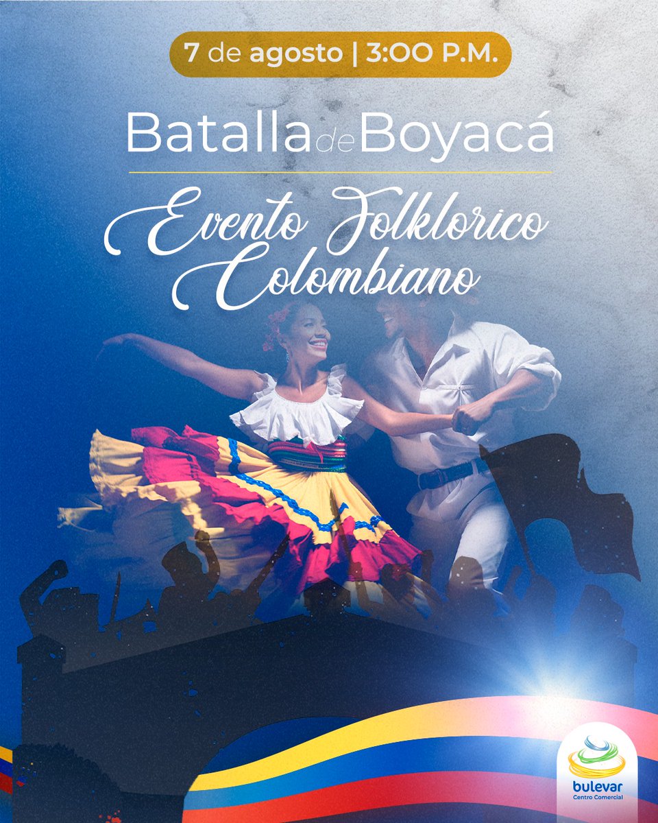 BulevarCC's tweet photo. 🇨🇴✨ ¡Celebremos juntos la historia, la cultura y el orgullo de ser colombianos!
Este 7 de agosto, conmemoramos la Batalla de Boyacá con un espectacular Evento Folklórico Colombiano, donde la música, el baile y nuestras tradiciones serán los protagonistas. Ven con toda tu familia a disfrutar de una tarde llena de talento, color y el amor por nuestra tierra. ❤️💛💙

📅 7 de agosto 🕒 3:00 p.m. 📍 Centro Comercial Bulevar

¡Te esperamos para rendir homenaje a Colombia y vivir una experiencia inolvidable llena de folclor y tradición! 🇨🇴🎶

#BatallaDeBoyacá #Colombia #FolclorColombiano #CentroComercialBulevar #Tradición #Cultura #OrgulloColombiano #EventosBogotá #Familia #Bulevar #7DeAgosto