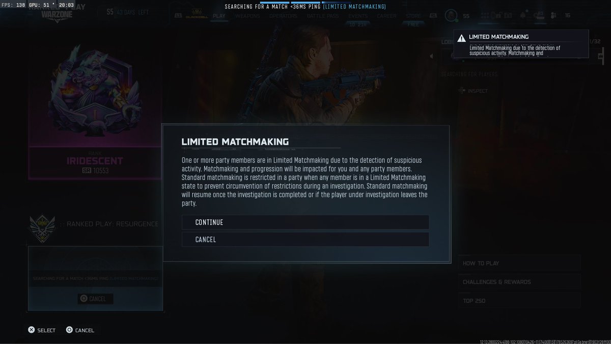 b2Vipes's tweet photo. @CallofDuty 3rd time this has happened now what’s going on successful reports and no sr back only thing I get in return is a shadow ban😢just tranna grind man #warzone #ricochet https://t.co/HfEGoYCUnW