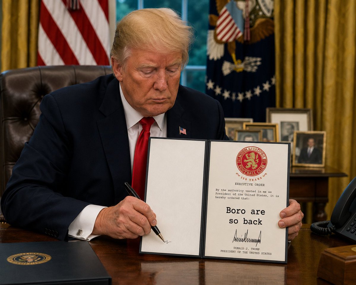 mattylarsen2's tweet photo. Thank you Mr President #Boro #MFC https://t.co/1EqVNsC263