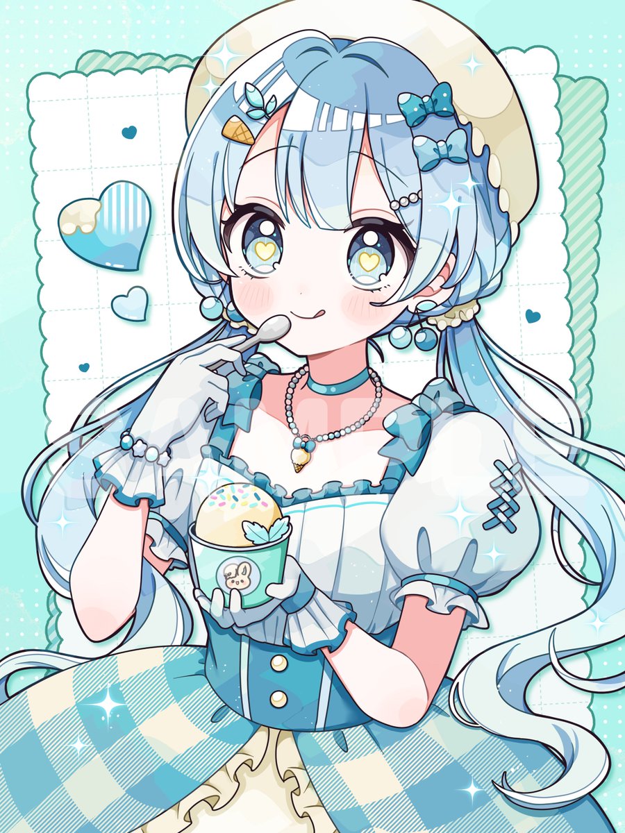 nagihoko's tweet photo. ⟡お仕事⟡  
ばにら様（#bunnyra_n）のお誕生日記念イラストを担当いたしました！

ばにら様のカラーやモチーフに合わせて、衣装のデザインもさせてもらっています🍨

改めましてお誕生日おめでとうございました🌼 https://t.co/VFXxtWugwr