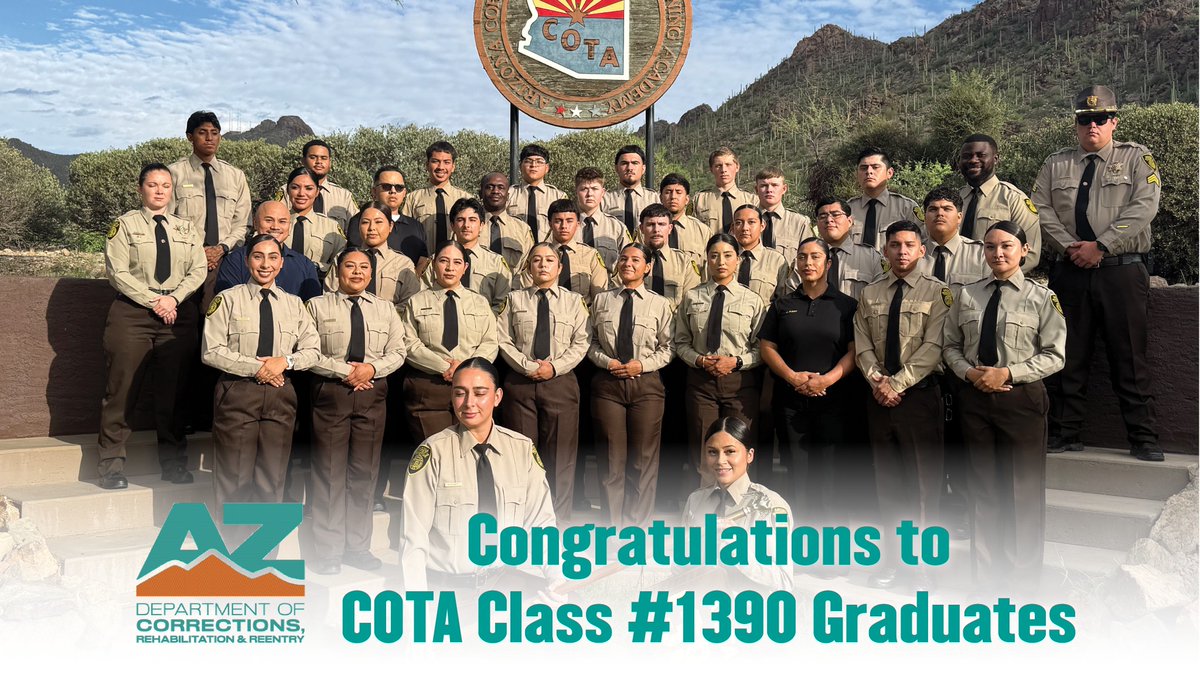 AZCorrections's tweet photo. Congratulations to our 33 graduate officers from COTA Class #1390. Welcome to the ADCRR family! https://t.co/RXT6DcUxge