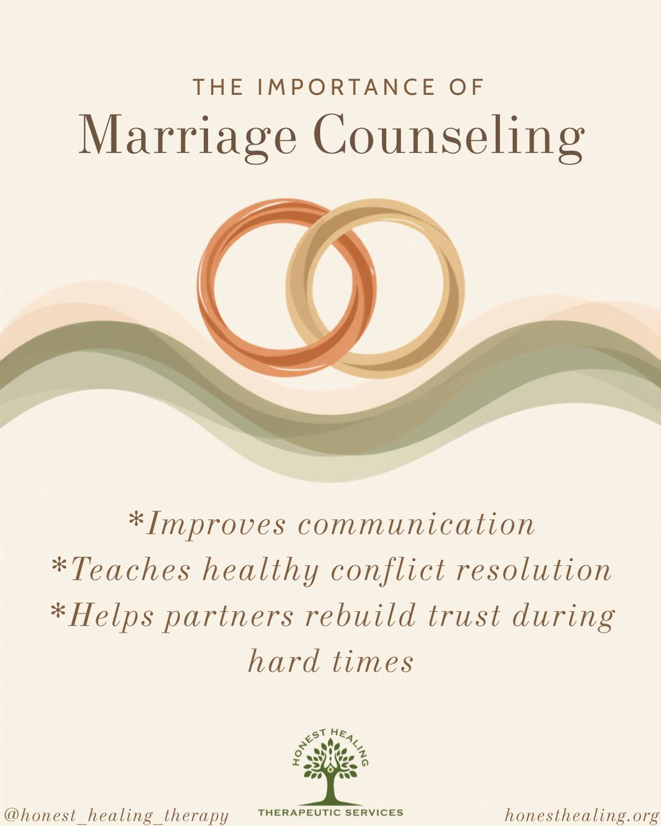 Honest_Healing's tweet photo. Healthy marriages aren't built on never having conflict—they're built on learning how to navigate it together. 💙
Marriage counseling provides a safe, supportive space for couples to strengthen their relationship and grow through life's challenges. https://t.co/j5KykKV9bc