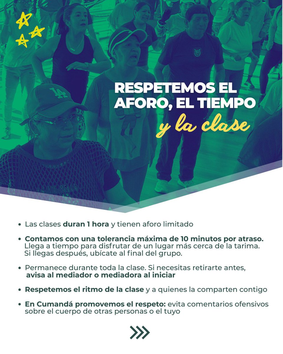 quitocumanda's tweet photo. 🤝🏼 #ConvivenciaCumandá | Mover el cuerpo también es una forma de convivir. 

Con pequeños gestos, como respetar los turnos, llegar a tiempo y cuidar el bienestar de quienes comparten la clase contigo. 

@culturaquito

#QuitoRenace https://t.co/eaAUBt5siR