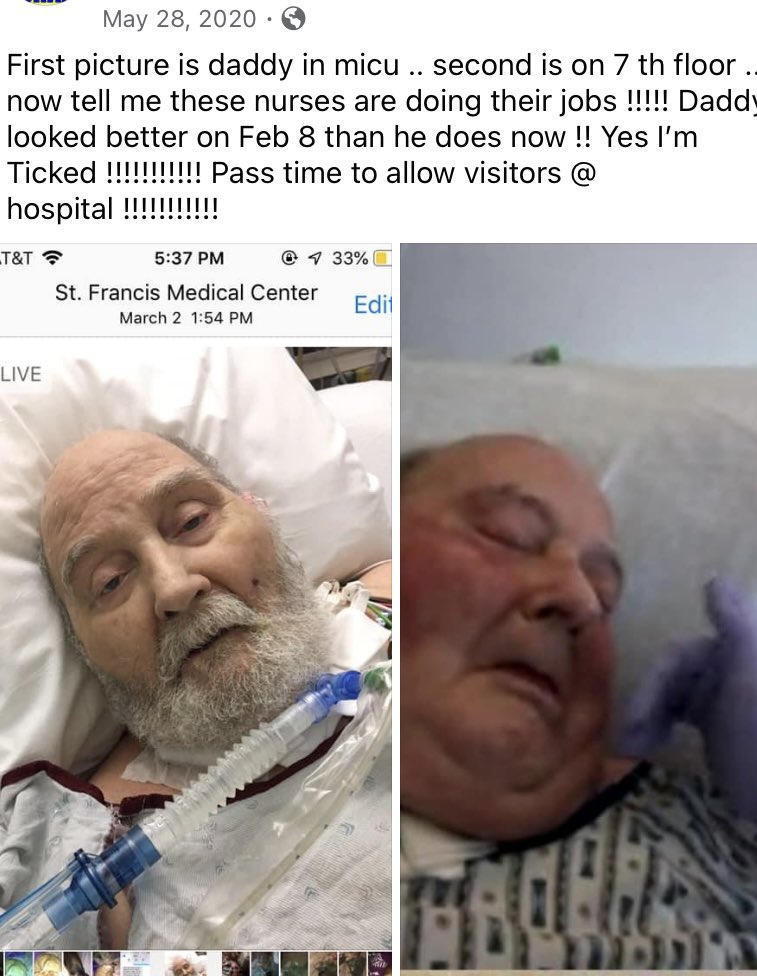 CarolinaS90750's tweet photo. @KatiePavlich My daddy before lock downs and after .. lost my daddy 7/9/2020 and my mother 8/15/2020 https://t.co/HxiSo5kMKL