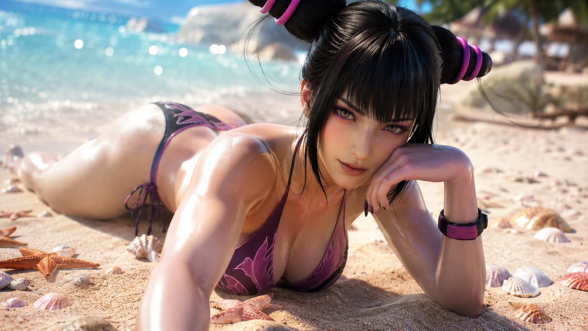 twohaze's tweet photo. Juri Han's deadly gaze—who could possibly withstand that?
#StreetFighter6 #JuriHan #Beach #Bikini #FemaleGameCharacter #Wallpaper https://t.co/kfUxzMsTyJ