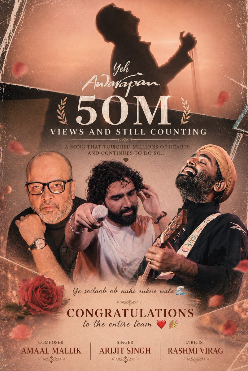 G33160Guleria's tweet photo. 50 MILLION ❤️‍🔥❤️‍🔥
#YehAwarapan ka SAILAABBB ab nhi rukega 😭🌊

Imagine putting in so much effort to bring something down and still watching it rise higher 😭🤟🏻..

Ab toh  JALNE WALO KI ROOH BHI JALEGI 😂🤘🏻
#AmaalMallik #ArijitSingh #EmraanHashmi #RashmiVirag https://t.co/qIIlJU092A