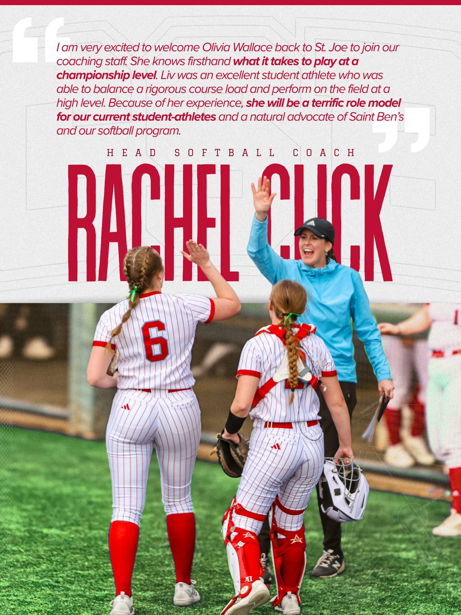 CSB_Athletics's tweet photo. Back to continue the championship culture 🥎🏆 Welcome home to our newest @CSBSoftball assistant coach - Olivia Wallace '26! 

#GoBennies | #d3sb https://t.co/dsK3v1eKmu