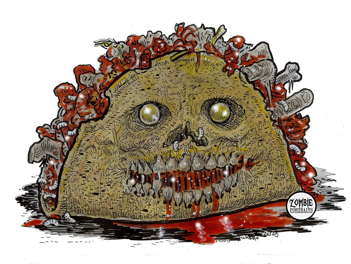 ZombiePortraits's tweet photo. IT'S TACO TUESDAY YO!!! I like mine with extra heat! #tacos #tacotuesday #zombie #zombieart #zombietaco #zombiedrawing #zombiesurvival #zombies #zombieartist #zombiedrawing https://t.co/hlEM1zsGJE