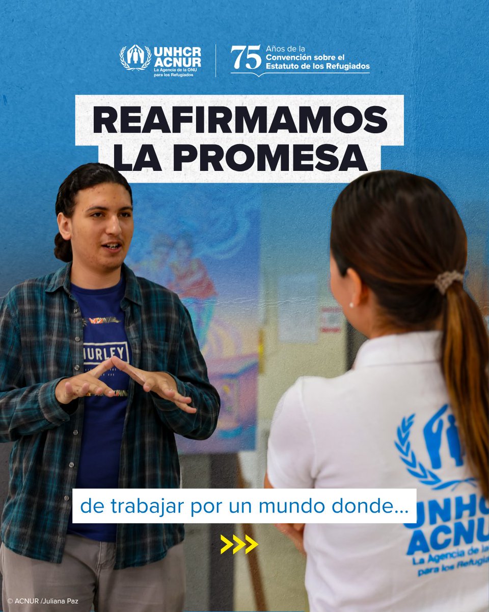 ACNURElSalvador's tweet photo. 🤝🌏 Hace 75 años, el mundo se unió para hacer una promesa: que las personas forzadas a huir tendrían el derecho de buscar protección.

La Convención sobre el Estatuto de los Refugiados nació de la solidaridad y la responsabilidad compartida. https://t.co/vR6BxUiZbs