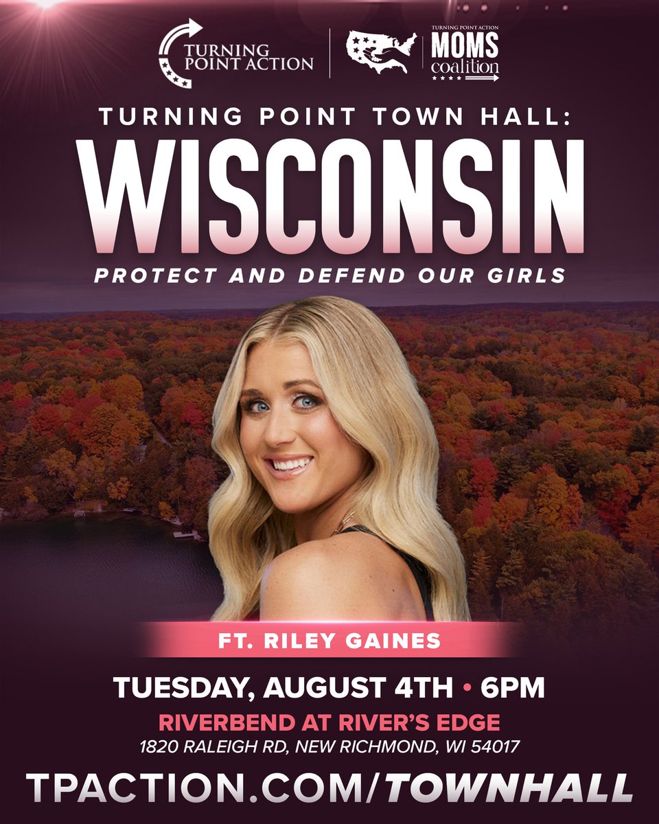 TPAction's tweet photo. Wisconsin, let's stand for the next generation. 

Join TPAction and @Riley_Gaines_ next Tuesday as we rally in support of protecting and defending young women in our schools.

Sign up today reserve your spot! https://t.co/D4ioGTsXBN