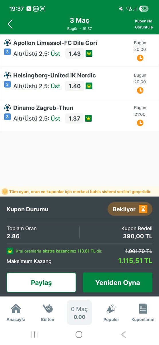 365Goal_'s tweet photo. Böyle bültenlerde düşük bütçe oynuyoruz arkadaşlar.

3 adet üst beklediğim maçlarım bunlar.

Umarım gelir buradan gören arkadaşlarda nasiplenir.

Bol şans. https://t.co/MgPYcKYeDP
