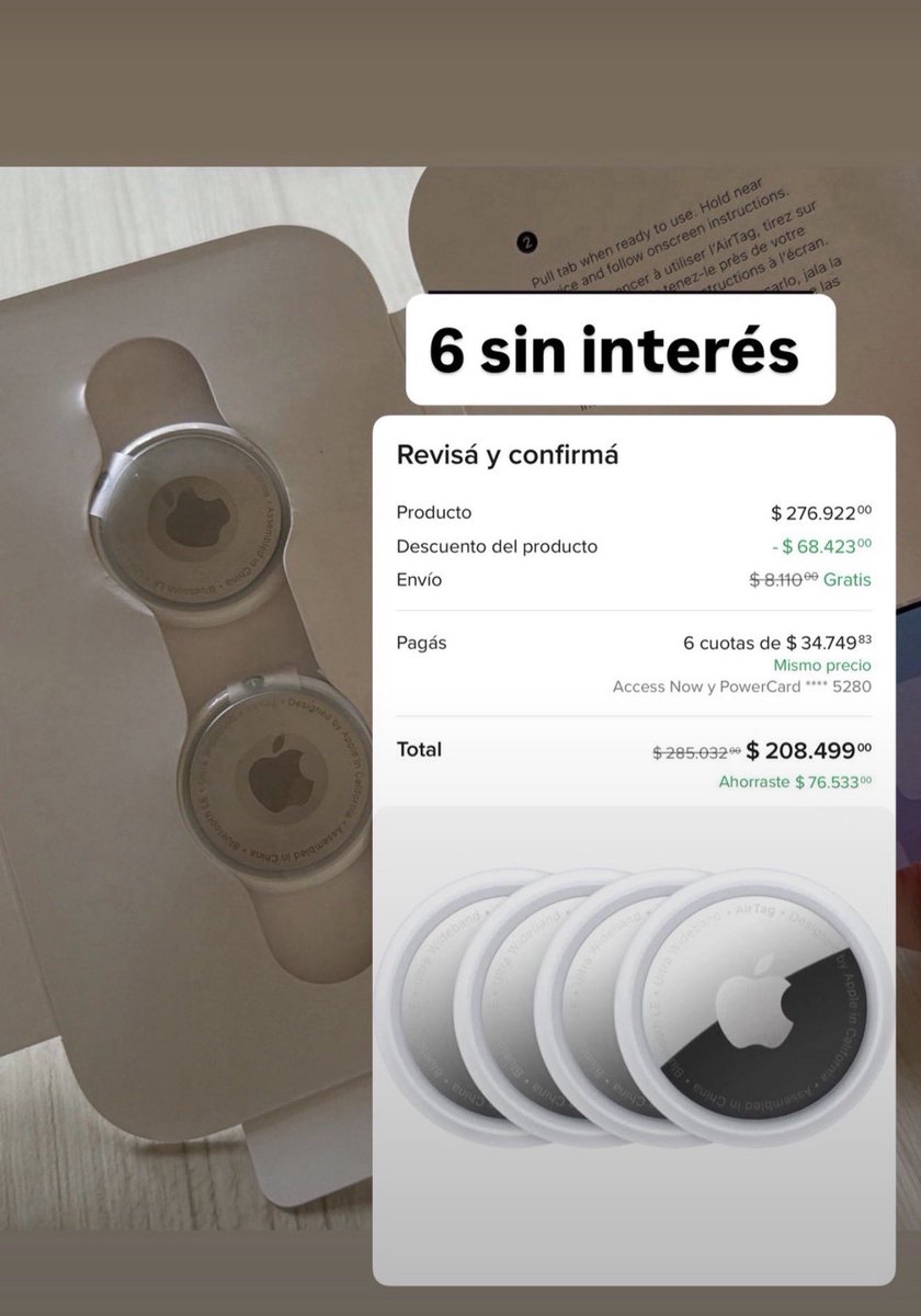 vmenditto's tweet photo. 🏷️ Air tags ( dispositivos de rastreo) 

El año pasado les publiqué mi compra en TIENDAMIA 

🎟️ Compré con mi cupón obviamente 😀 en este link (cupón miss-mia o MISS-PLUS)
👉🏼20% Extra pagando con PREX en dólares 

https://t.co/4IXaun2tT5

👉🏼De más está decir que estoy fascinada y los uso en AUTO , equipaje cuando viajo y hasta cartera 💼 

Dejo el link del vendedor donde compro un seguidor acá en Argentina e incluso tenes posibilidad de meter algún cupón + 6 sin interés

Link pack x 4 
https://t.co/qZ2daHwPgg

Cualquier recomendación que quieras dejar te leo atentamente